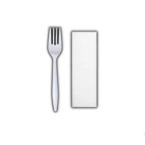 White 2.5g Fork & Napkin 1000pc