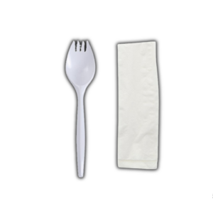White 2.5g Spork & Napkin 1000pc